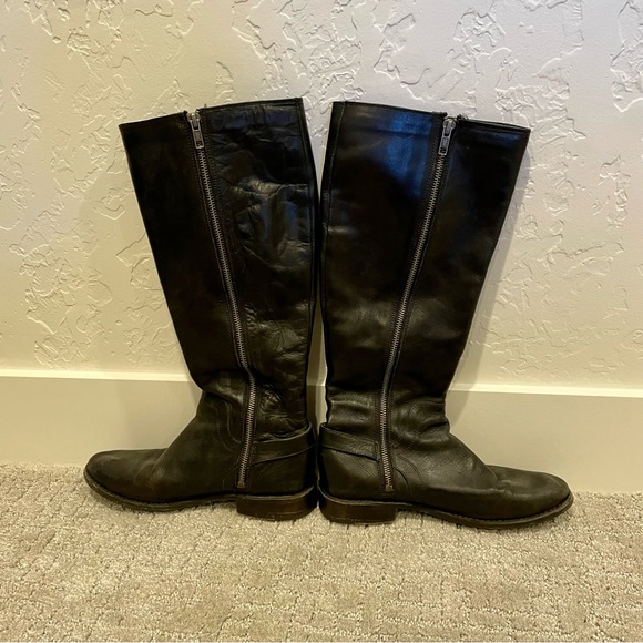 Frye Black Leather Side Zip Tall Boots 7.5 - Picture 2 of 5